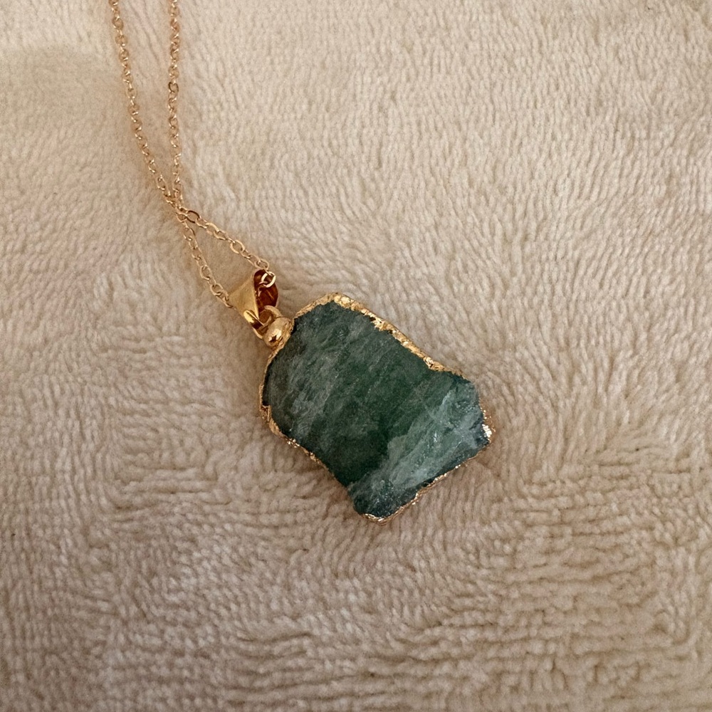 Green Aventurine Stone Necklace Stainless Steel Chain | Adjustable 16–18” |